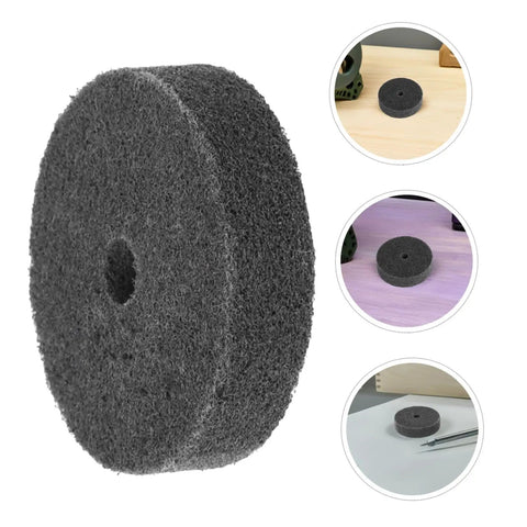 Six Pack Nylon Polishing Wheel Discs With 10Mm Hole Perfect For Wood Metal And Furniture Buffing Tasks showing grey nylon buffing disc.
