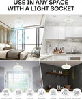 SocketAir Wireless Ceiling Fan Light With Remote Extender 110 To 120 Volts 2100 Lumens Three Fan Speeds Three Light Settings 6500K shown installed in bedroom kitchen laundry room and garage settings