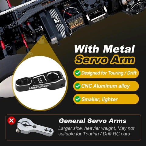 Ultra Fast 0.06s Low Profile RC Steering Servo 20kg Torque Beast Precision For 1 8 And 1 10 Touring Cars And Drifts Fits TT02 RS4 Fazer Mk2 MST Traxxas 4Tec XRAY Yokomo Team Associated Xpress with metal servo arm
