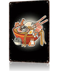 Dope Vintage Kitty Ramen Metal Sign For Home Office And Garage Decor, 8x12 Inch Tin Wall Art with cats in ramen bowl design