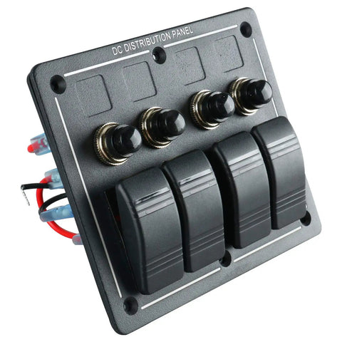 4 Gang Aluminum LED Rocker Switch Panel With Circuit Breaker Waterproof Splash Proof Marine Boat RV Durable Anti Corrosion