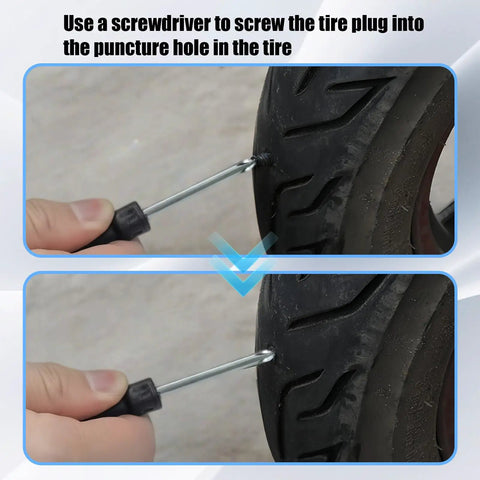 Using 60 Piece Screw In Tire Repair Plugs Kit With Box And Driver On The Go Dual Size Rubber Plugs for tire puncture repair.