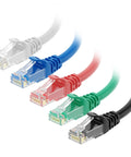10Gbps Snagless Cat6 Ethernet Cable 5ft Multi Color Set For Fast LAN Connections, 24 AWG Copper, RJ45 Patch Cord, Black Blue White Green Red