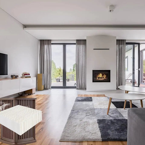 1043 Humidifier Wick Filter Replacement in living room setup with fireplace, compatible with Essick Air AirCare EP9, EP9R, Bemis Spacesaver 800.