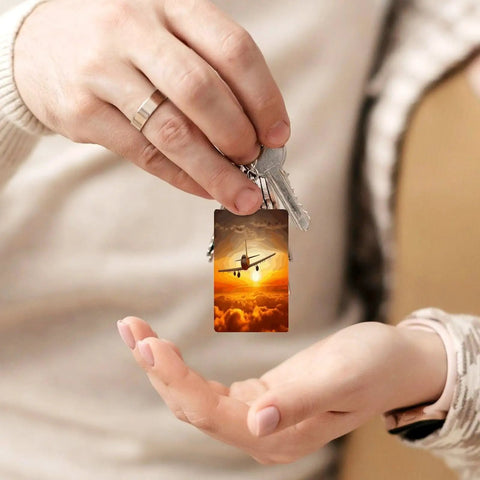 Sunset Aircraft Plane Acrylic Keychain With Chain And Jump Ring Lightweight Bag Charm for keys and everyday use