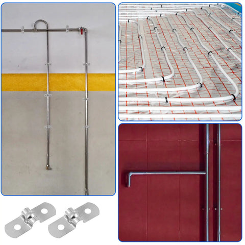 50 Pcs One Quarter Inch Two Hole U Strap Bracket For Pipes Conduit Stainless Steel Pipe Clamp M5 for indoor installation