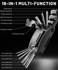 Foldable 16-In-1 Bike And Motorcycle Repair Tool Kit With Hex Wrenches And Screwdrivers Portable Multitool For Cycling