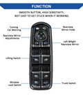 Master Power Window Switch Driver Side Replacement For Porsche Macan 2015 2018 Panamera 2011 2016 Cayenne 2011 2018 Replaces OEM 7PP959858AEDML Easy Install Durable Auto Window Control Button For Up And Down, showing labeled buttons and functions.