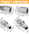 Eight-pack stainless steel 1/4-inch pressure washer quick-connect fittings with male and female adapters.