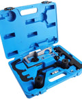 BMW Timing Tool Kit With Camshaft Locking And Crankshaft Alignment Set For N47 N47S N57 2.0L 3.0L Diesel Engines in a blue carry case.