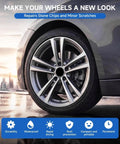 Premium Wheel Touchup Paint For Bmw Jet Black Alloy Rims No Sweat Scratch Repair Marker Slick Gloss Finish Auto Detailing Kit For Easy Garage Diy Car Restoration And Fresh Lookin Style on a BMW alloy rim.