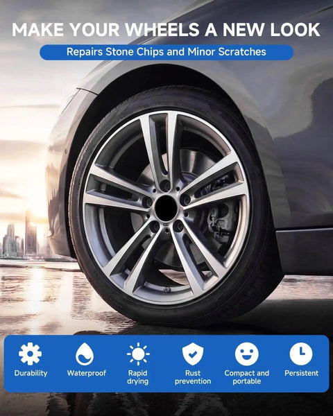 Premium Wheel Touchup Paint For Bmw Jet Black Alloy Rims No Sweat Scratch Repair Marker Slick Gloss Finish Auto Detailing Kit For Easy Garage Diy Car Restoration And Fresh Lookin Style on a BMW alloy rim.