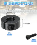 Single Split Shaft Collar Set With 12 mm Bore And 28 mm Outer Diameter 11 mm Thick Carbon Steel Locking Collar Clamp With Set Screw And Hex Wrench For Machine Tools Industry Black Pack Of 2 Heavy Duty Shop Ready, showing dimensions and set screw