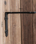Heavy Duty Cast Iron L Shelf Brackets, Rustic Vintage Style Dope Decor For Kitchen And Living Room mounted on wood panel