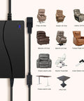 Heavy Duty 29V 2A Power Supply For Electric Recliners And Lift Chairs With LED Indicator Light, featuring a 7.2 ft cord and 2 pin AC DC connector.