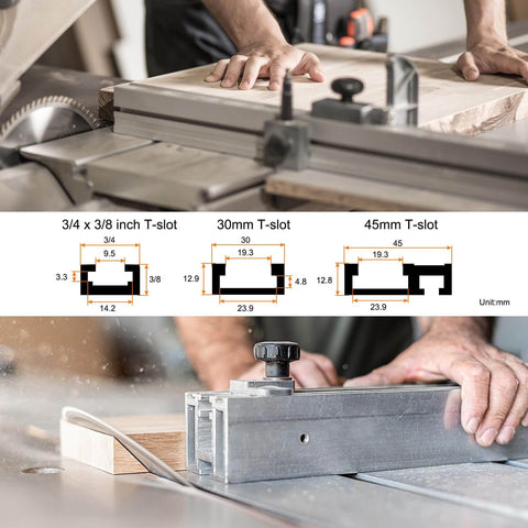 Woodworker using 5 Piece Pro Grade T Track Bolts Knob Kit For Woodworking Jigs And Fixtures M8x100mm bolts on T-slot table