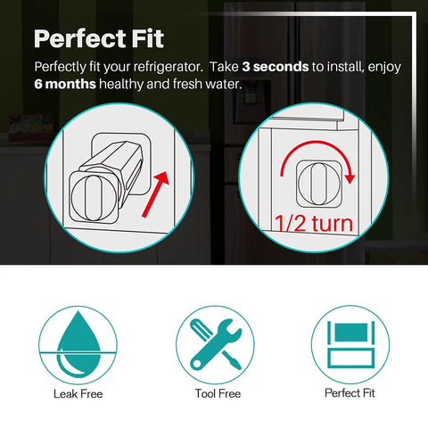 Diagram showing installation of NSF53 Refrigerator Water Filter 3 Pack For Samsung Replacement DA97-17376B DA97-08006C