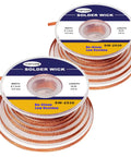 2 Pack No Clean Solder Wick Braided Copper 2.5mm By 10ft No Residue Desoldering Wick on reels for electronics repair