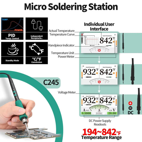Diagram of All In One Micro Soldering Station With 1000W BGA Hot Air Gun And 0 To 20V 0 To 3.5A Lab DC Power Supply Soldering Iron