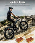 Metal Brake Pads For EB26 Ares 2 V9-G60 S8 S6 Electric Bikes, ideal for low-noise braking in harsh conditions, shown in nature trail ride.