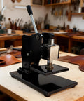 1.5 Ton Leather Die Cutting Machine With 12x9cm Leather Hand Press And Adjustable Pressure Stroke in workshop