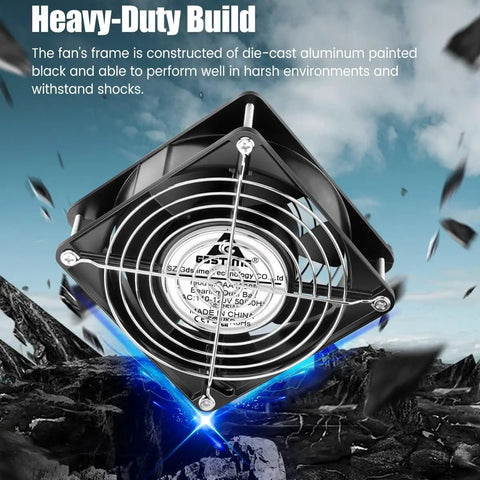 Axial 120mm Cooling Fan 12038, 110V AC, 120x120x38 mm High CFM Ventilation Replacement for Electronics and Projects