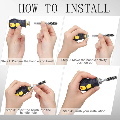 Installation steps for Pro Grade Golf Club Cleaning Wire Brush Set For Iron And Wood Head Hosel Scrub Tool Drill Brush Attachment