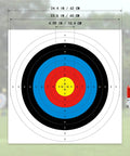 Dimensions of 20 Pack Archery Target Paper Faces 23.6 Inch Bow And Arrow Targets with 10-ring face for backyard practice.