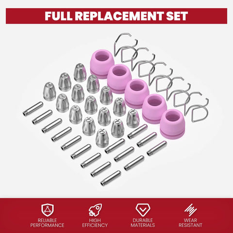Plasma Cutter Consumables 40 Pcs Torch Tip Nozzles Set For AG60P AG60 WSD60 SG55 BTC500DP BTC650DP Pro Grade Replacement Parts.