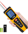 Precision Laser Distance Meter For Quick Accurate Measurements Up To 130 Feet With Backlit LCD Display One Hand Operation Large Readout Durable DIY Tool For Builders And Handymen, handheld with batteries and pouch