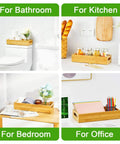 Bamboo Toilet Paper Tray Organizer With Handles Waterproof Storage Basket For Bathroom Counter and Kitchen, 14.9x5.9 inches
