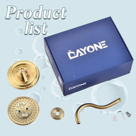 Boss Brushed Gold Shower Faucet Valve Kit For Wall Mounted Shower Fixtures Complete Mixer components and packaging