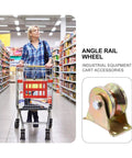 Heavy Duty V Groove Wheel Sliding Gate Track Rollers Two Pack Steel Roller Kit Rust Resistant Coating displayed with shopping cart.