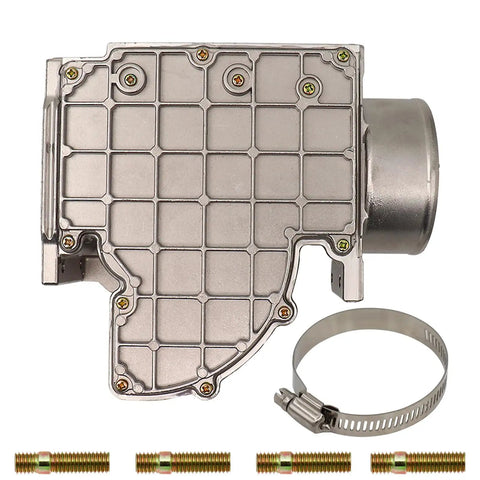 Mass Air Flow Sensor MAF for Toyota Pickup and 4Runner 2.4L 1989 1995 Replace 22250-35050 2225035050 22REC Engine 4 Cylinder Easy Install Durable High Quality Truck Part, side view with clamp and bolts