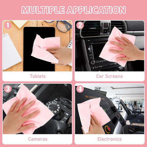 Andibro pink microfiber cleaning cloths, 10 pcs for glasses, camera lenses, tablets and phone screens