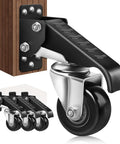 Heavy Duty Retractable Caster Wheels For Workbenches 700 Lb Capacity 4 Pack Pedal Operated Leveling Casters with steel body and foot pedal.