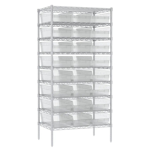 Clear Plastic Nesting Storage Bins Case Of 6 Durable Industrial Grade Pantry Organizer For Home Garage Not Stackable Easy Access 24 By 11 By 6 Inches on shelves