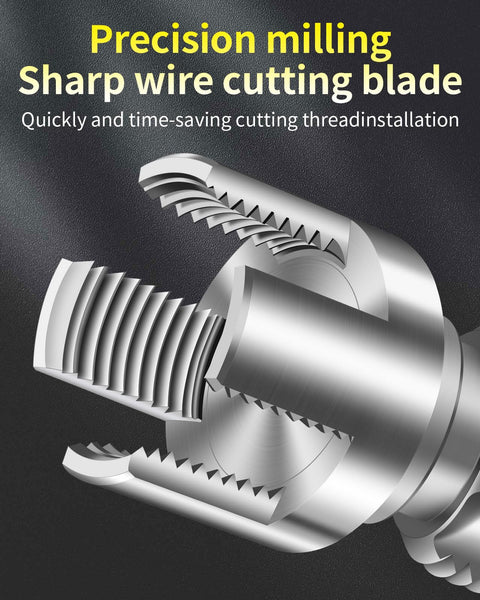 Close-up of Dual Function PVC Pipe Threading Tool For Internal And External Threads 1/2 And 3/4 Inch Dies Electric Drill Compatible