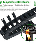 Flexible Drag Chain Cable Wire 10x15mm Internal Size Black Open Type showing high temperature resistance ability