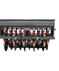 Front view of Workhorse 60 Inch 3 Point Seeder For Category One Hitches With 10 Seed Rows ideal for planting crops.