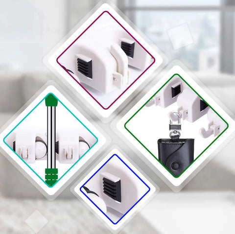 Close-up of components of Heavy Duty Broom Hanger Wall Mount And Mop Organizer Rack For Garage And Laundry Room No More Clutter