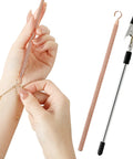 Two Pack Bracelet Helper Tool Set For Easy Self Fitting Jewelry Clasps Zippers And Crafts Quick Secure Fasteners in use