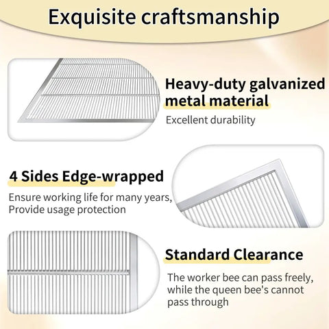 Metal Queen Excluder Set For 8 Frame Beehives, 3 Pack Beekeeping Equipment, galvanized metal with edge-wrapped design