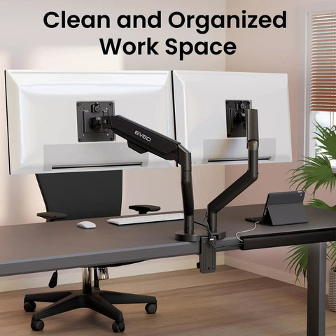 Under Desk Cable Management Kit with 12 J Channel Raceway Segments shown in a sleek home office setup, organizing wires.