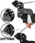Heavy Duty Stainless Steel Cable Tie Gun For Crimping And Cutting Up To Twelve Millimeter Metal Zip Ties with cutting mechanism.