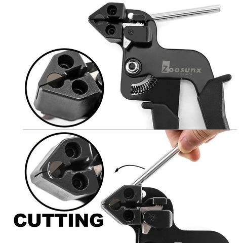 Heavy Duty Stainless Steel Cable Tie Gun For Crimping And Cutting Up To Twelve Millimeter Metal Zip Ties with cutting mechanism.