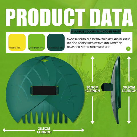 Product data for Tough As Nails Adjustable 43 To 63 Inch Long Turf Rake with 18 Inch Wide Head, showing dimensions and color options.
