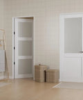 Installed 32x80 Inch Solid Core Pre Finished Frosted Glass Interior Door Slab With Full Glass Swing Shaker Style