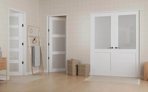 24x80 Glass Door Slab For Interior Rooms, Modern French Style Door Panel For Home, Ideal For Bedrooms with frosted glass
