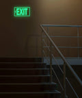 Glow In The Dark Photoluminescent Signs Decals 3 Pack 12x7 Inch Stickers With White Letters On Red Background in stairway